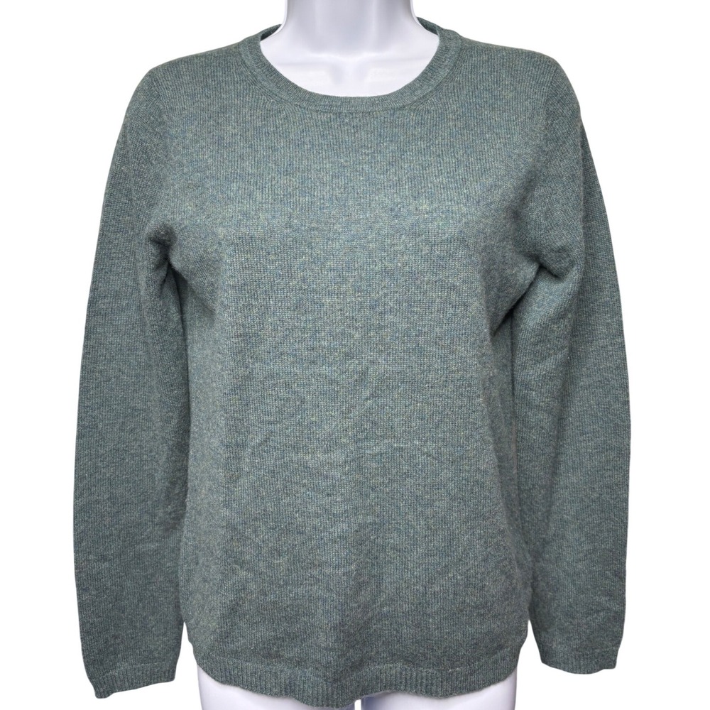 TAHARI‎ Green 100% Cashmere Crewneck Long Sleeve Sweater S Luxe Old Money Preppy